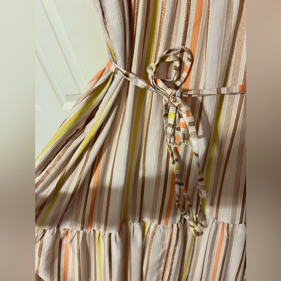 NWOT Lemlem metallic striped tiered midi dress - Picture 2 of 5